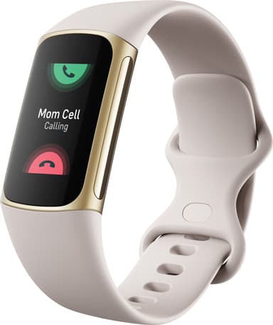 Fitbit Charge 5 aktivitetsarmbånd (lunar white/soft gold)