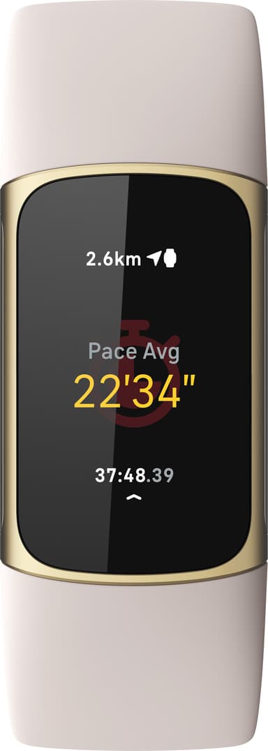 Fitbit Charge 5 aktivitetsarmbånd (lunar white/soft gold)