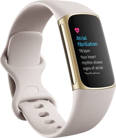 Fitbit Charge 5 aktivitetsarmbånd (lunar white/soft gold)
