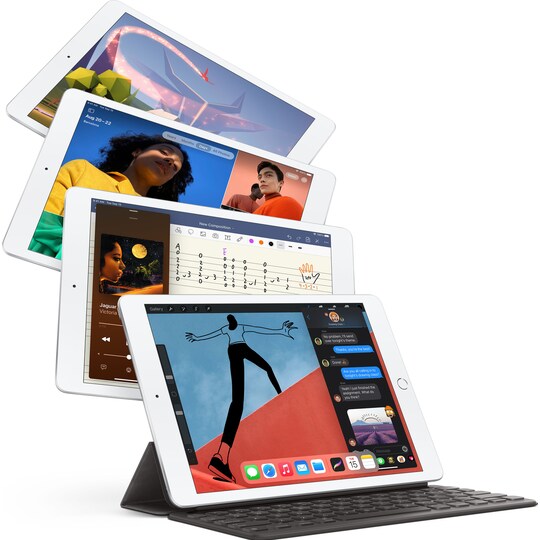 iPad 10.2" (2020) 128 GB, LTE mobildata (sølv)