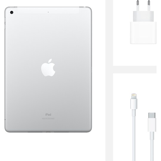 iPad 10.2" (2020) 128 GB, LTE mobildata (sølv)