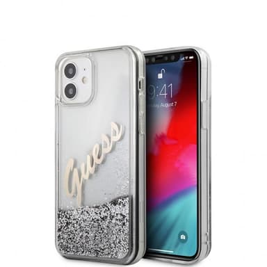 Guess iPhone 12 Mini Deksel Liquid Glitter Vintage Sølv