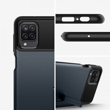 Spigen Samsung Galaxy A12 Deksel Slim Armor Metal Slate