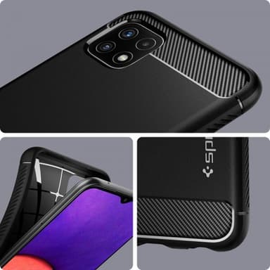 Spigen Samsung Galaxy A22 5G Deksel Rugged Armor Matte Black