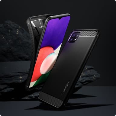 Spigen Samsung Galaxy A22 5G Deksel Rugged Armor Matte Black