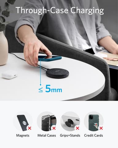 Anker PowerWave II Pad 15W EU trådløs lader (sort/grå)