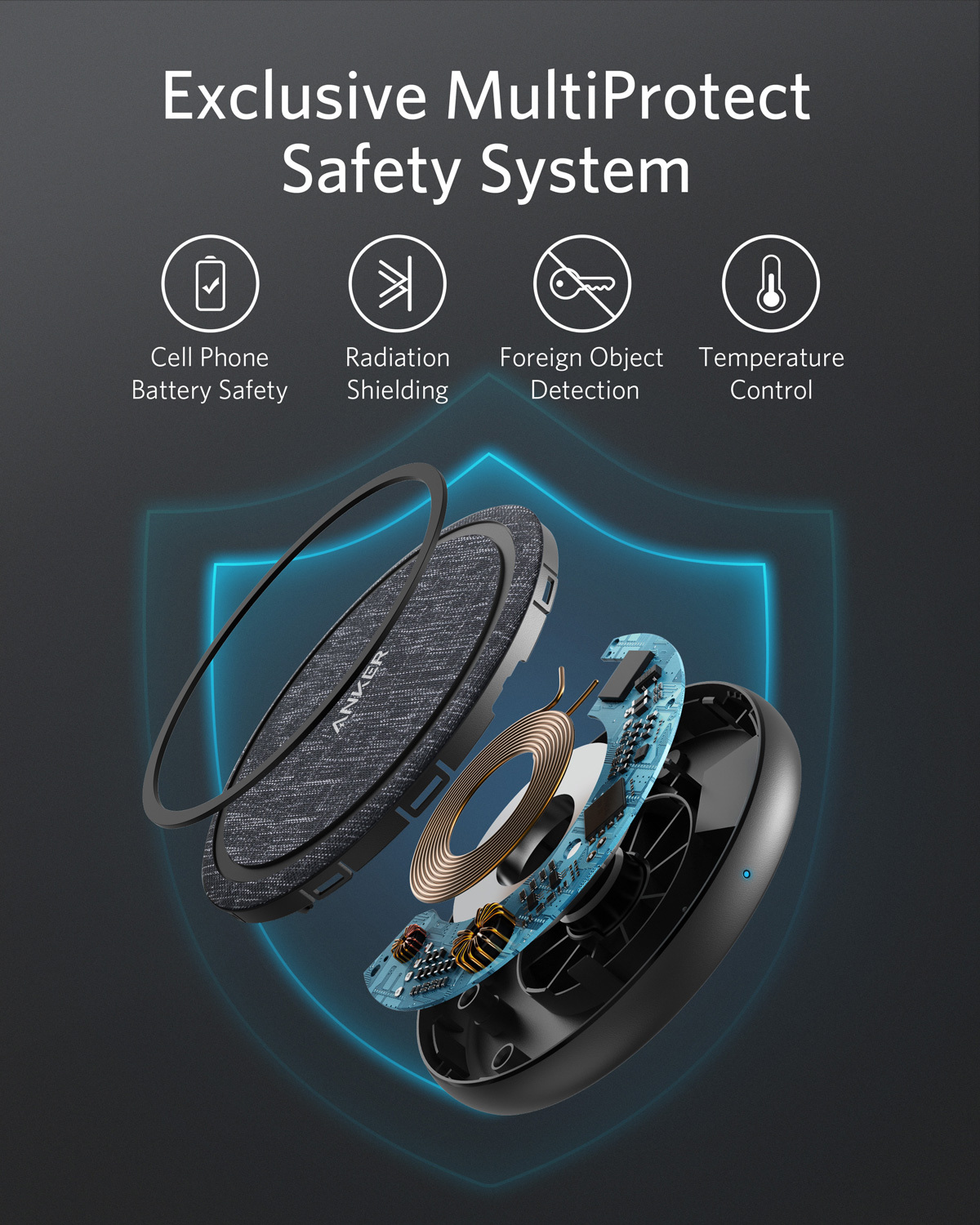 Anker PowerWave II Pad 15W EU trådløs lader (sort/grå)