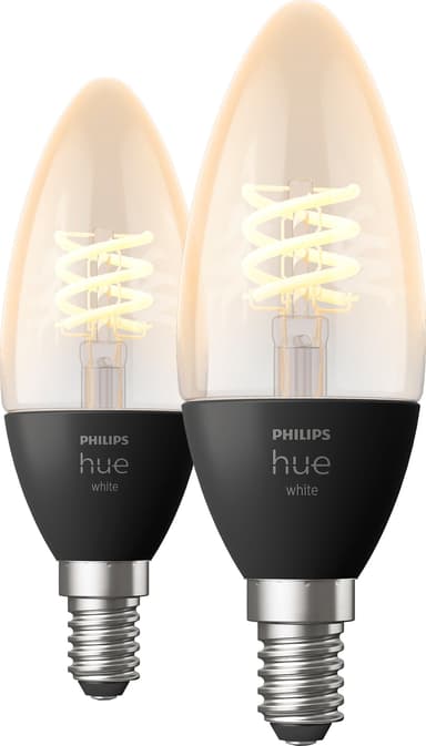 Philips Hue W 4,5W filamentpære E14 (2-pakning)