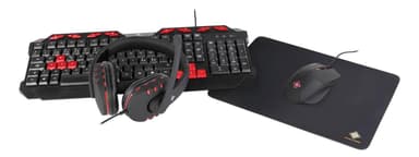 DELTACO GAMING 4-i-1-spillsett, hodesett, tastatur, mus, musematte