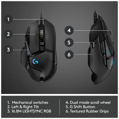 Logitech G502 Hero USB gamingmus (sort)