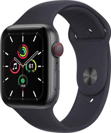 Apple Watch SE 44 mm - LTE (stellargrå alu/midnatt sportsreim)
