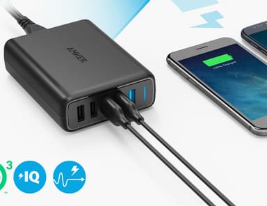 Anker PowerPort 5 multiport USB-A lader (sort)