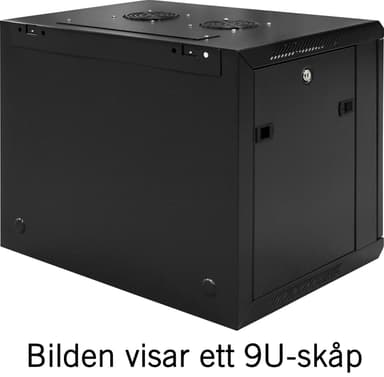 TOTEN, 19 "veggskap, 6U, 600x450, glassdør, svart