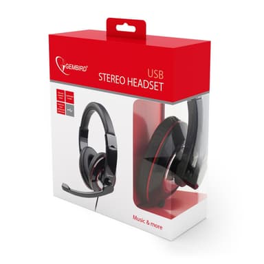 Gembird MHS-U-001 USB-hodetelefoner USB, Blank svart, Innebygd mikrofon