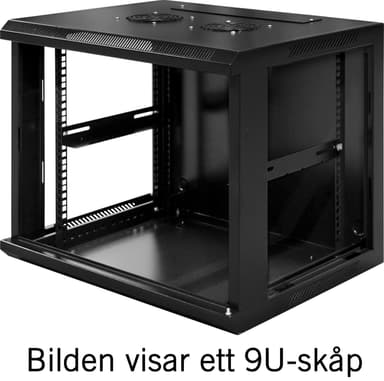 TOTEN, 19 "veggskap, 6U, 600x450, glassdør, svart