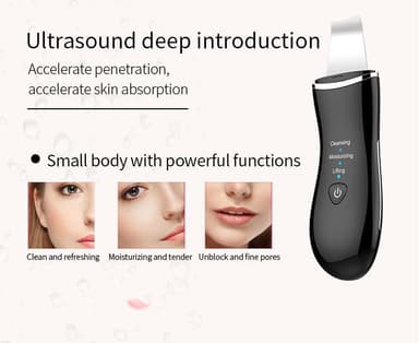 Ansiktsrens for peeling med ultralydvibrasjon Svart