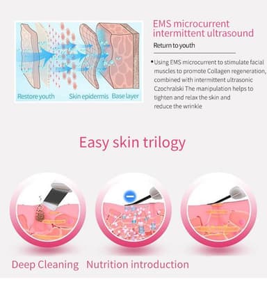 Ansiktsrens for peeling med ultralydvibrasjon Hvit