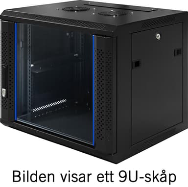 TOTEN, 19 "veggskap, 6U, 600x450, glassdør, svart