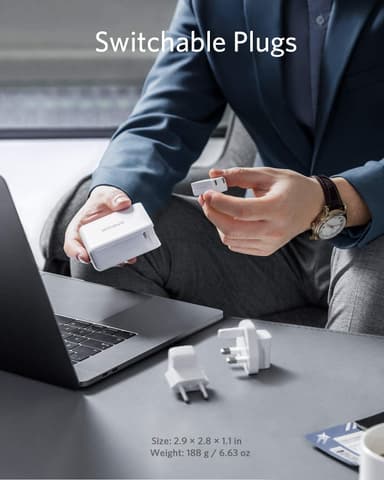 Anker PowerPort III 2-Port 60W USB-C lader (hvit)