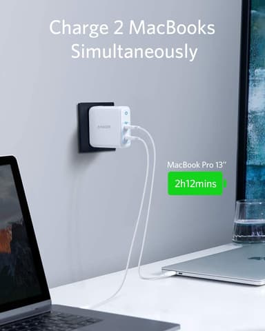 Anker PowerPort III 2-Port 60W USB-C lader (hvit)