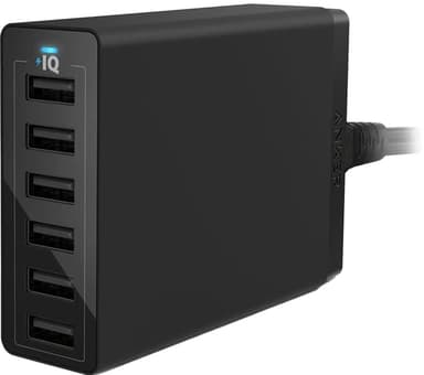 Anker PowerPort 6 multiport USB-A-lader (sort)