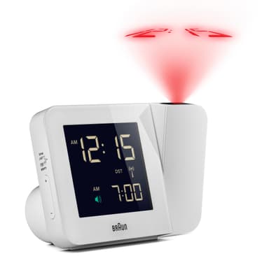 Braun vekkerklokke lyser klokken på vegg BNC015WH