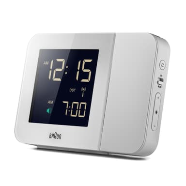 Braun vekkerklokke lyser klokken på vegg BNC015WH