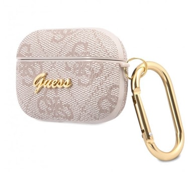 Funda Guess 4G Para AirPods Pro 2 - Color Rosa, Cuero Ecológico Con Diseño 4G, Protección Contra Golpes Y Colgante De Metal