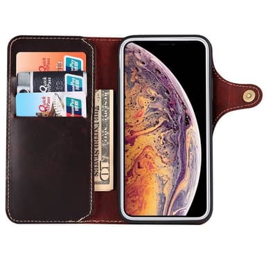 Mobil lommebok 3-korts ekte lær Apple iPhone 13 Pro (6.1 ")  - Oxblod