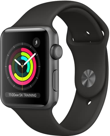 Apple Watch Series 3 42mm (sort/hvit sportsreim)