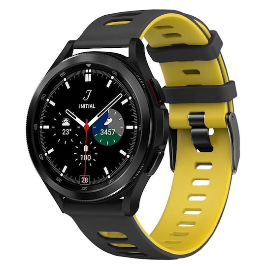 Twin Sport Armband Samsung Galaxy Watch 4 Classic (42mm) - Svart/gul