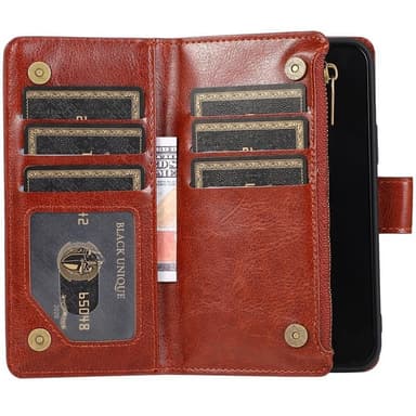 DoubleFlip Zipper 9-kort Apple iPhone 13  - brun