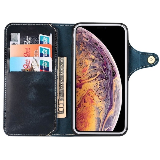 Mobil lommebok 3-kort ekte lær Apple iPhone 13 mini  - Blå