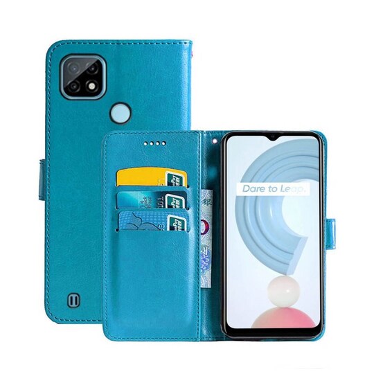 Lommebokdeksel 3-kort Realme C21  - Lyse blå