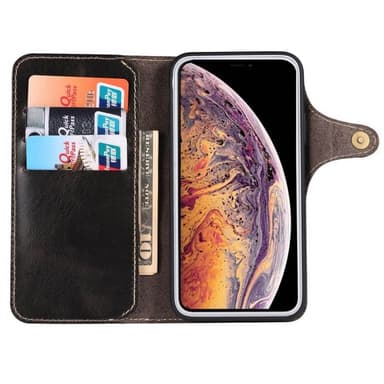 Mobil lommebok 3-kort ekte lær Apple iPhone 13 mini  - Svart
