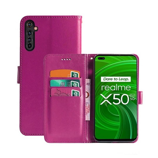 Lommebokdeksel 3-kort Realme X50 Pro 5G  - Rosa
