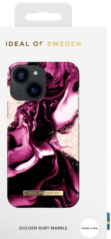 iDeal of Sweden deksel for iPhone 13 mini  (golden ruby marble)