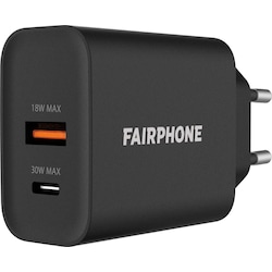 Fairphone dobbel vegglader 18 W + 30 W (sort)