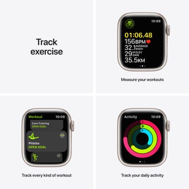 Apple Watch Series 7 41mm GPS (stjerneskinn alu/stjerneskinn sportsreim)