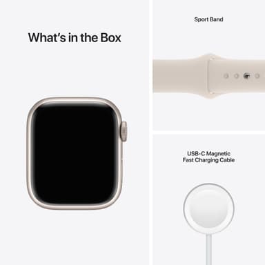 Apple Watch Series 7 41mm GPS (stjerneskinn alu/stjerneskinn sportsreim)
