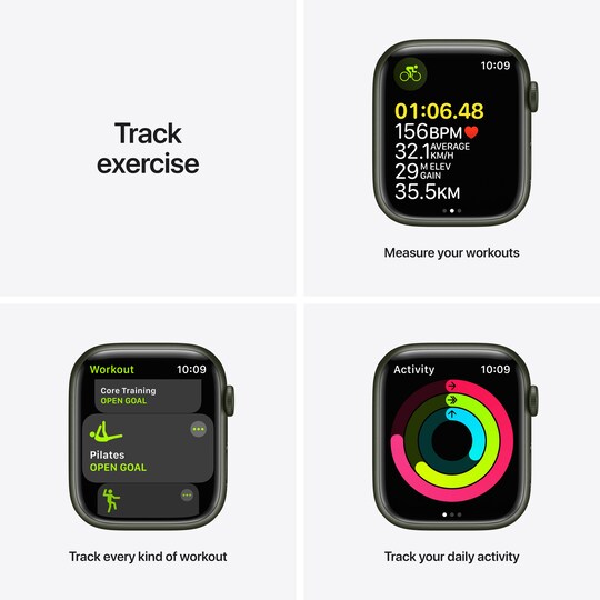 Apple Watch Series 7 45mm GPS (grønn alu/kløver sportsreim)