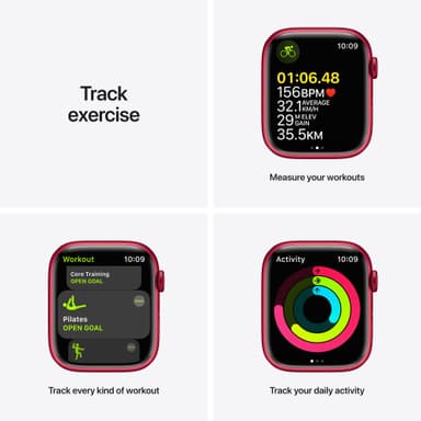Apple Watch Series 7 45mm GPS (rød alu/rød sportsreim)