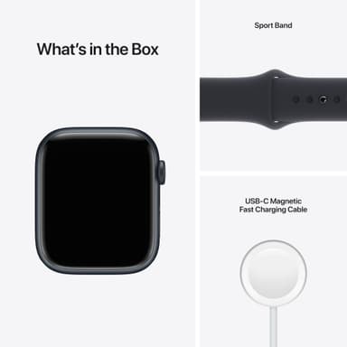 Apple Watch Series 7 45mm GPS (midnatt alu/midnatt sportsreim)
