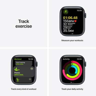 Apple Watch Series 7 45mm GPS (midnatt alu/midnatt sportsreim)