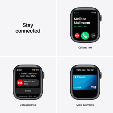 Apple Watch Series 7 41mm GPS+eSIM (midnatt alu/midnatt sportsreim)