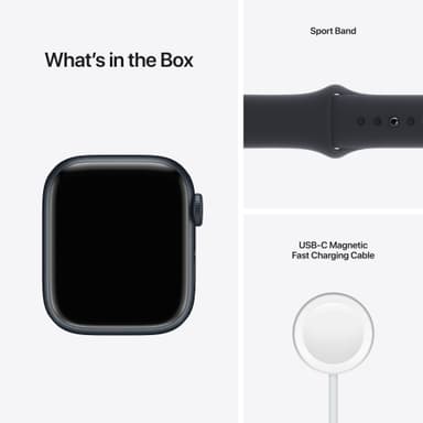 Apple Watch Series 7 41mm GPS+eSIM (midnatt alu/midnatt sportsreim)