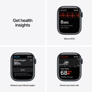 Apple Watch Series 7 41mm GPS+eSIM (midnatt alu/midnatt sportsreim)