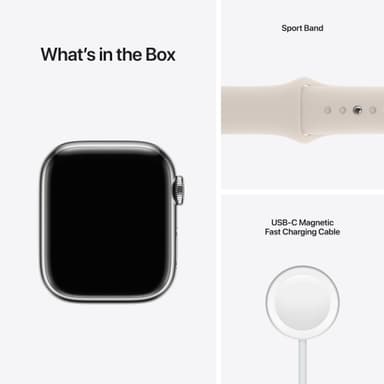 Apple Watch Series 7 41mm GPS+eSIM (stål i sølv/stjerneskinn sportsreim)
