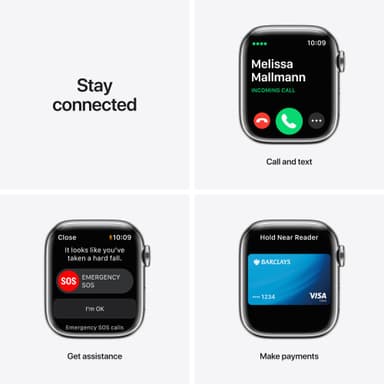 Apple Watch Series 7 41mm GPS+eSIM (stål i sølv/stjerneskinn sportsreim)