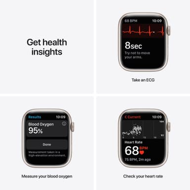 Apple Watch Series 7 45mm GPS+eSIM (stjerneskinn alu/stjerneskinn sportsreim)